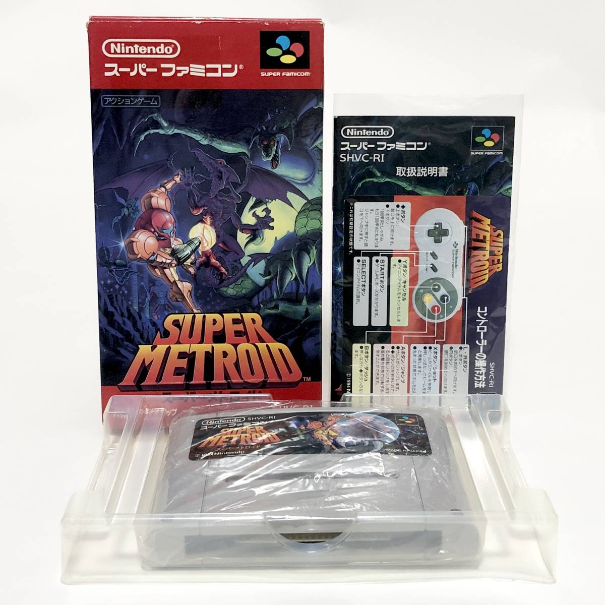 スーパーファミコン スーパーメトロイド 箱説付き 痛みあり 任天堂 レトロゲーム Nintendo Super Famicom Super Metroid CIB Tested_画像1