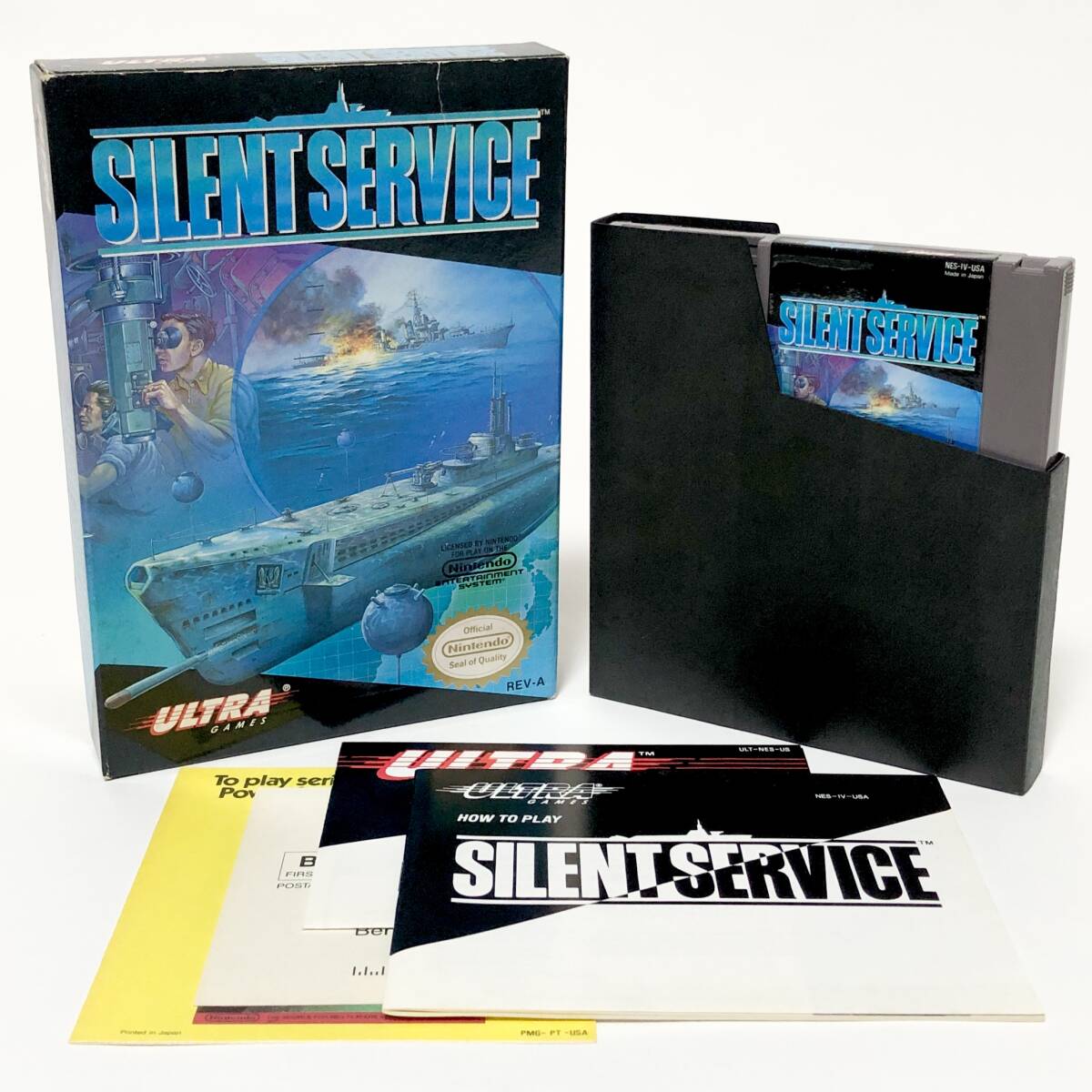 北米版 ファミコン NES Silent Service / サイレントサービス 箱説付き 動作確認済み Ultra Games Konami ウルトラゲームズ コナミ 潜水艦