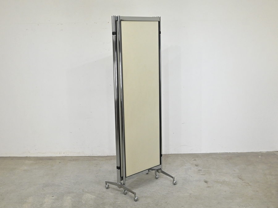  Mid-century with casters .3. folding panel screen / both breaking partition partitioning screen stand-alone movement type Herman Miller Tendo Mokko Yanagi Sori 