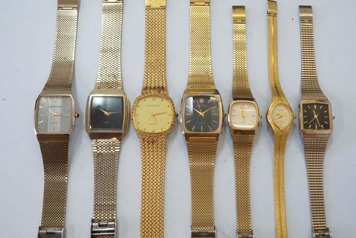 F70 ゴールドカラー 腕時計 7点セット メンズ レディース アクセサリー クォーツ 大量 まとめて おまとめ まとめ売り 不動品_画像1