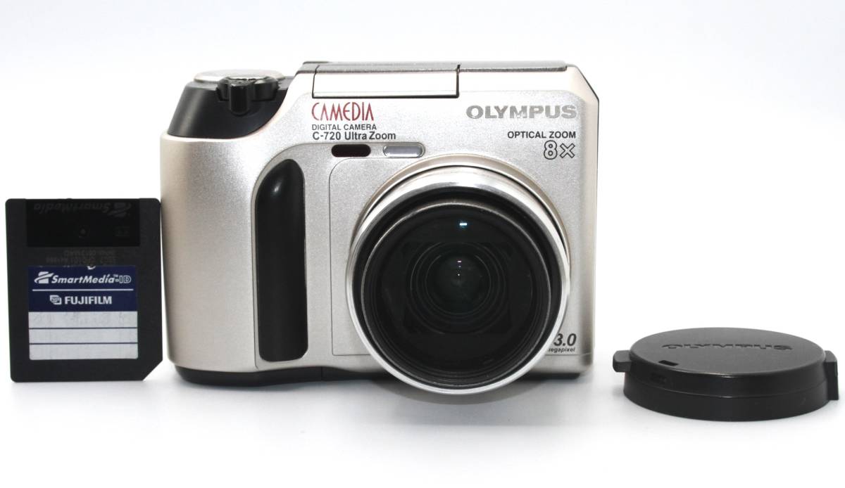 【美品】OLYMPUS オリンパス CAMEDIA C-720 Ultra Zoom デジタルカメラ スマートメディア128MB付 レトロコンデジ