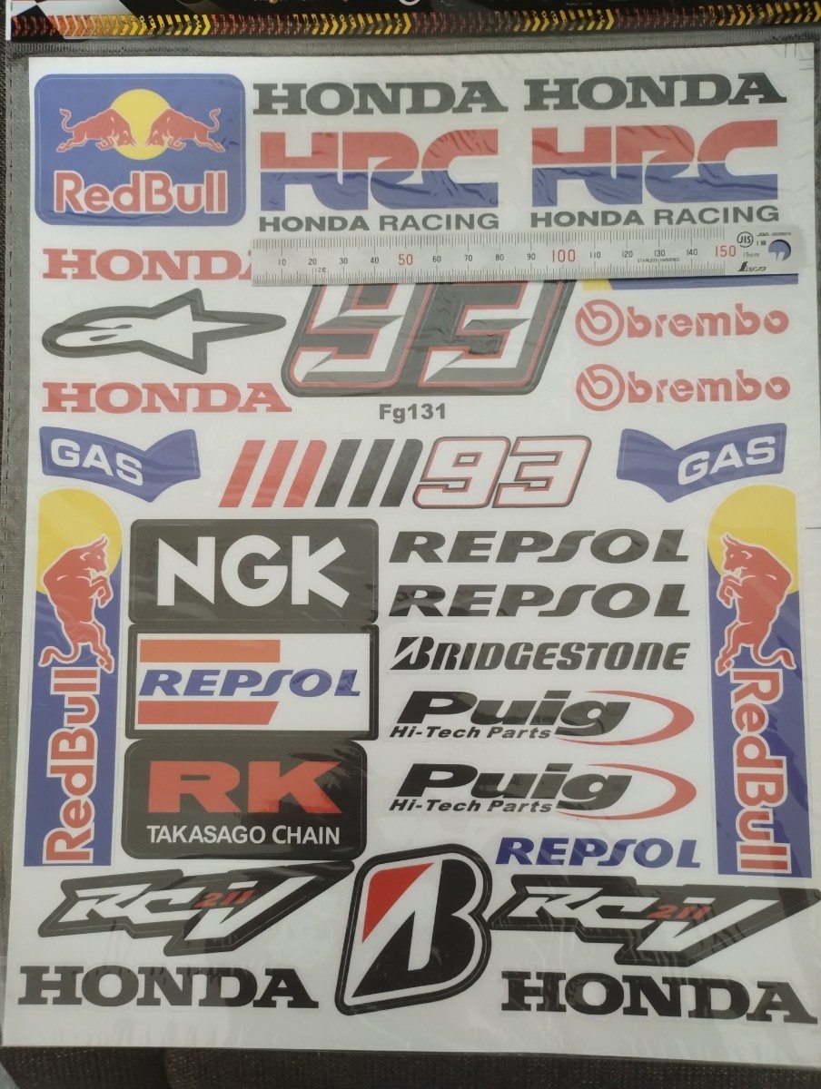 防水反射　Honda HRC ホンダ　バイクステッカー　ステッカー　ヘルメットステッカー MotoGP タンクステッカー　デカール Sticker #93_画像2