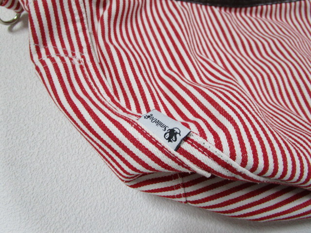 Smile Dog dog sling ... bag Hickory red stripe beautiful goods used regular price 3480 jpy 