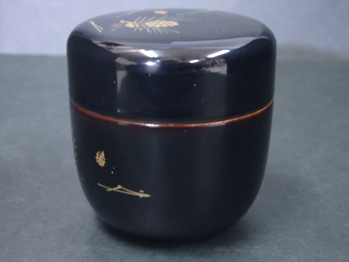 ★状態良好！【口金 松蒔絵 中棗】木製漆器　直径6.8×高さ7.2cm　茶道具 茶器　セール！_画像6