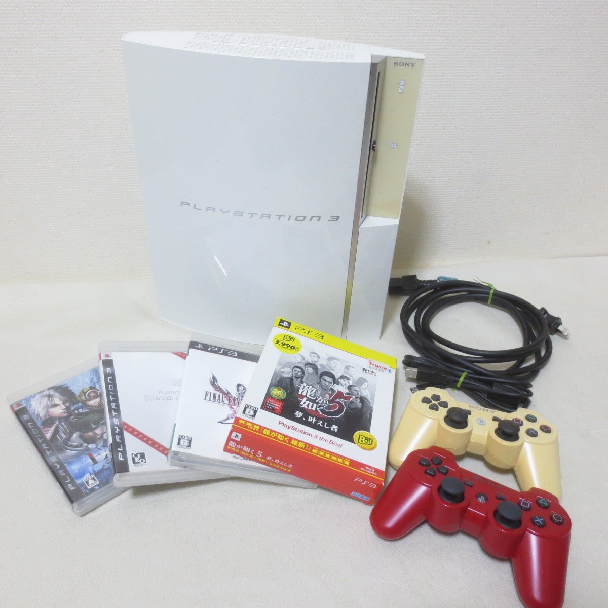 U460　SONY　PlayStation3 PS3　プレイステーション3　CECHL00　本体　コントローラー　ソフト　龍が如く5　ファイナルファンタジー_画像1