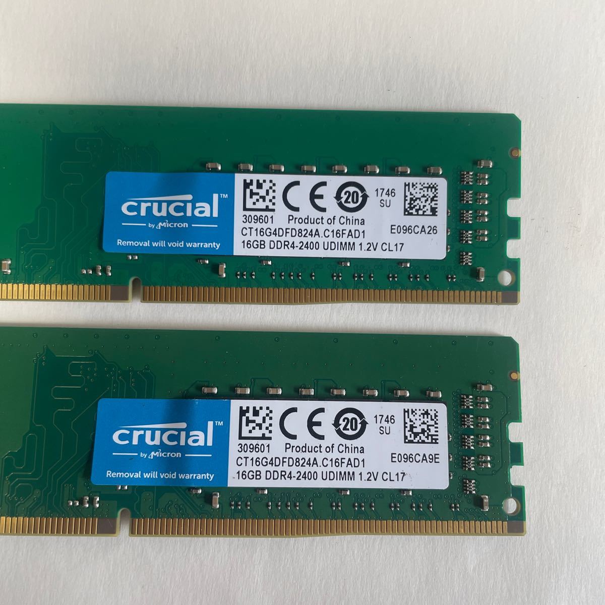 (90D)Crucial デスクトップ用DDR4メモリ 16GB×2枚（計32GB）PC4-19200(DDR4-2400)【中古動作品】_画像2