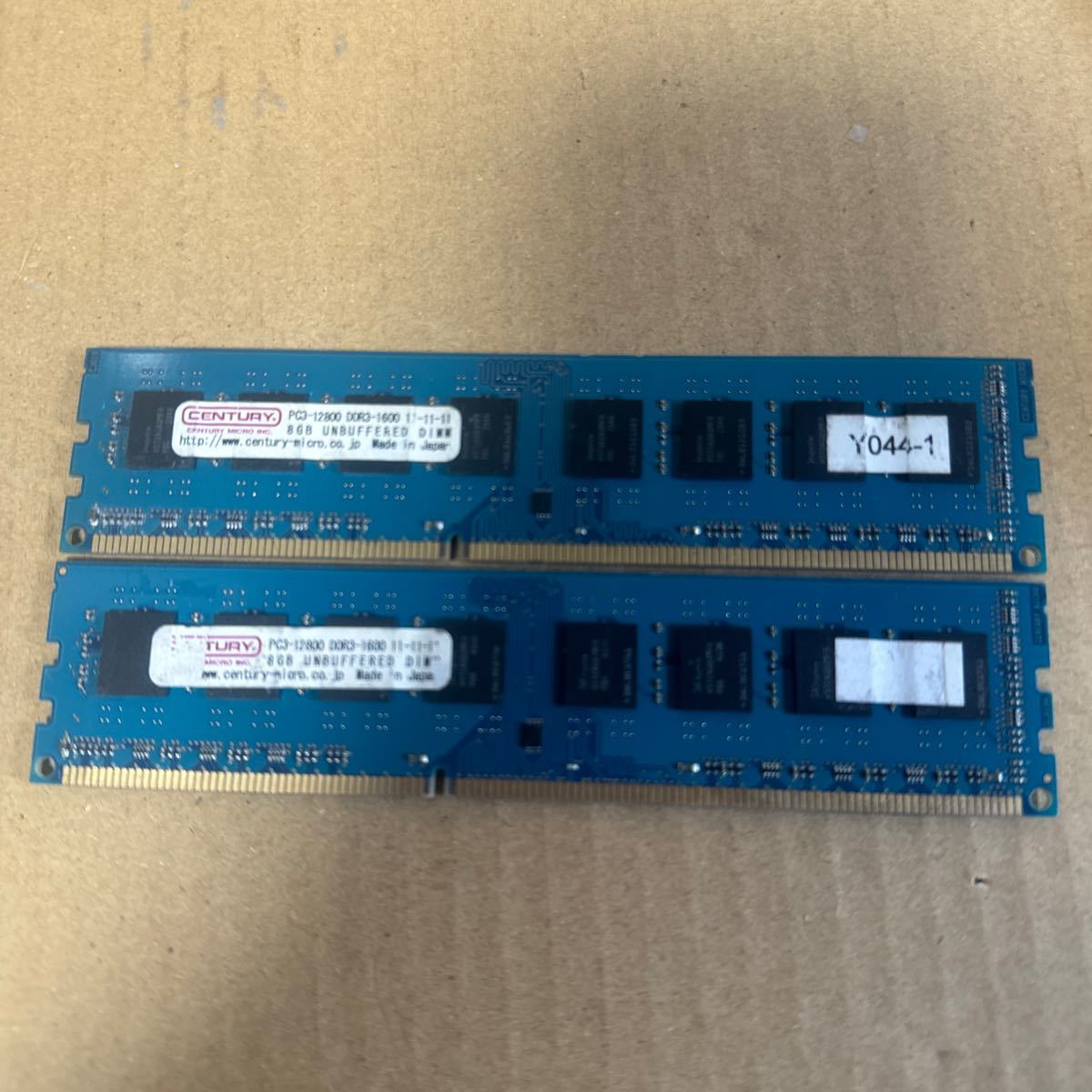 (115A)CENTURY 8GB×2 計16GB DDR3-1600 PC3-12800U 中古動作品 デスクトップ メモリ_画像1