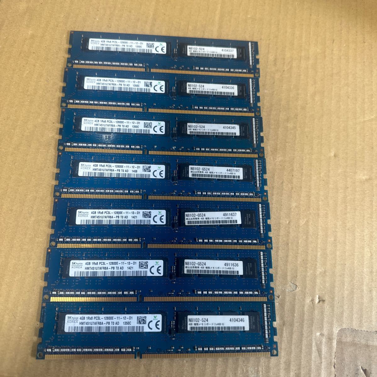 （140A）サーバー用 SK hynix 4GB 1Rx8 pc3L-12800E 7枚セットの画像1