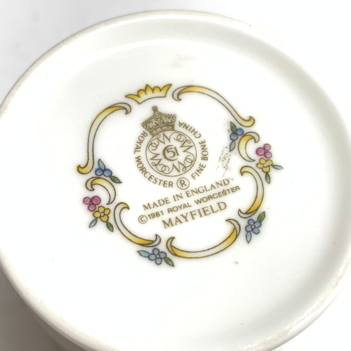 f001 M Royal Worcester ロイヤルウースター MAYFIELD デミタス カップ&ソーサー 2客セット_画像5