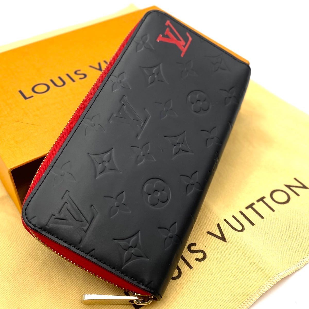 超美品 LOUIS VUITTON ヴェルニ ラウンドファスナー 長財布 ジッピーウォレット マット ブラック レッド 男女兼用 ヴィトン _画像1