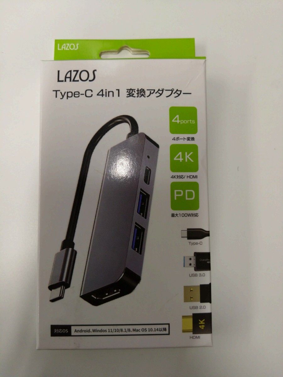 LAZOS  Type-C 4in1変換アダプター　 USB、 HDMI