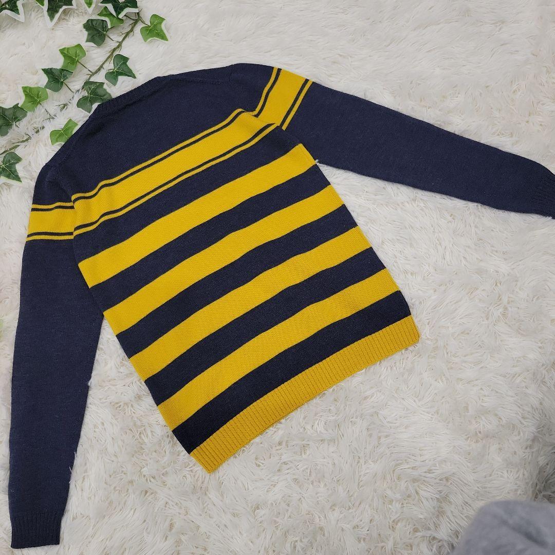GUCCI темно-синий × желтый Logo вязаный свитер туника 