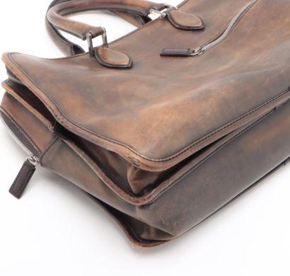 1 старт высший класс Berluti Toro wanyui кожа портфель Brown ручная сумочка A4