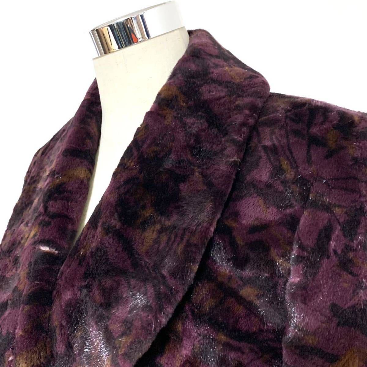 最高級 美品 EMBA シェアードミンク ロングコート 裾周り201cm 着丈100cm エンバ 毛皮 リアルファー フレア ワインレッド 9-11号_画像3