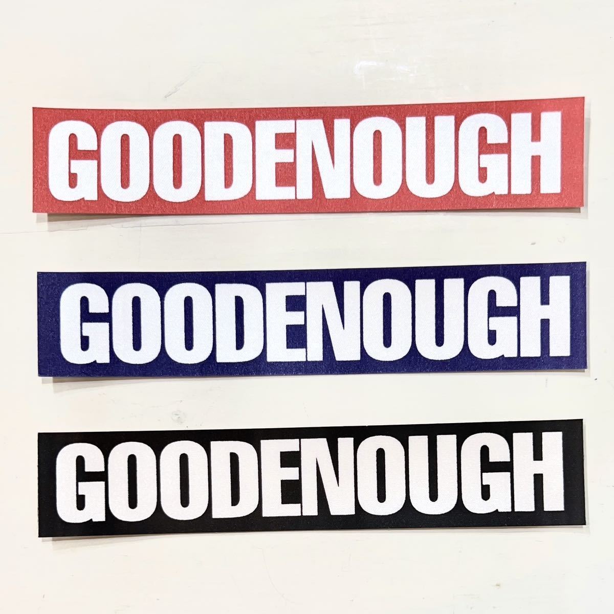 3枚セット 【GoodEnough 】【グッドイナフ】 フルロゴ 布ステッカー　白ロゴ_画像1