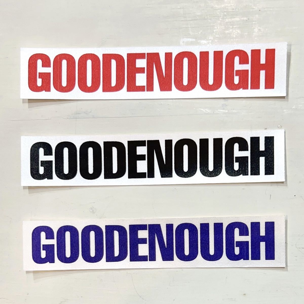 3枚セット 【GoodEnough 】【グッドイナフ】 フルロゴ 布ステッカー　白地