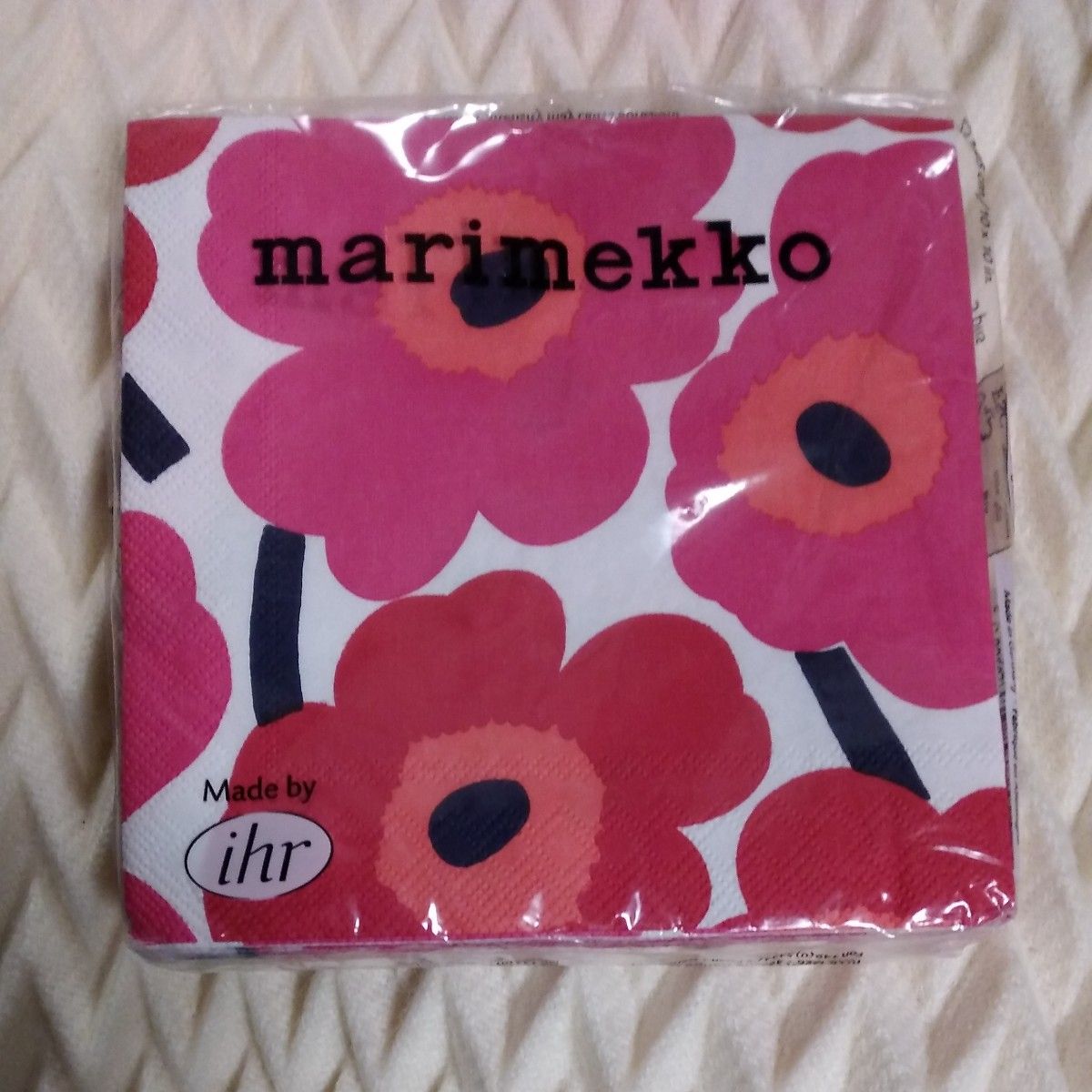marimekko マリメッコ 可愛い ペーパーナプキン　デコパージュ　ウニッコ ☆UNIKKO red☆ 20枚入り　
