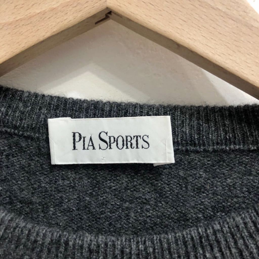 PIA SPORTS ピアスポーツ セーター ドッグ グレー ウール 日本製 13-5424 フリーサイズ ニット トップス _画像3