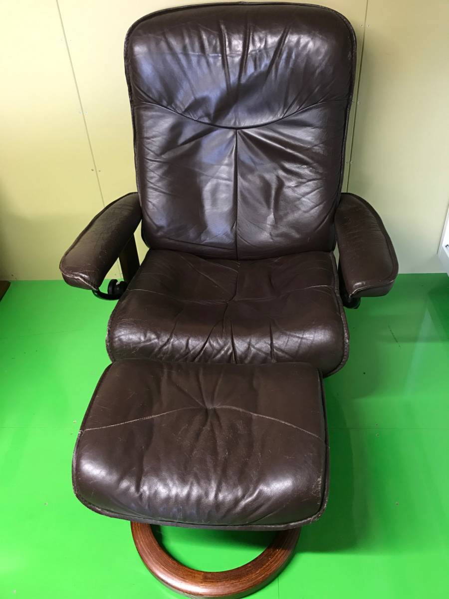 ★お引き取り限定★ Ekornes エコーネス Stressless View ストレス ビュー 本革 ストレスチェア オットマンセットの画像1