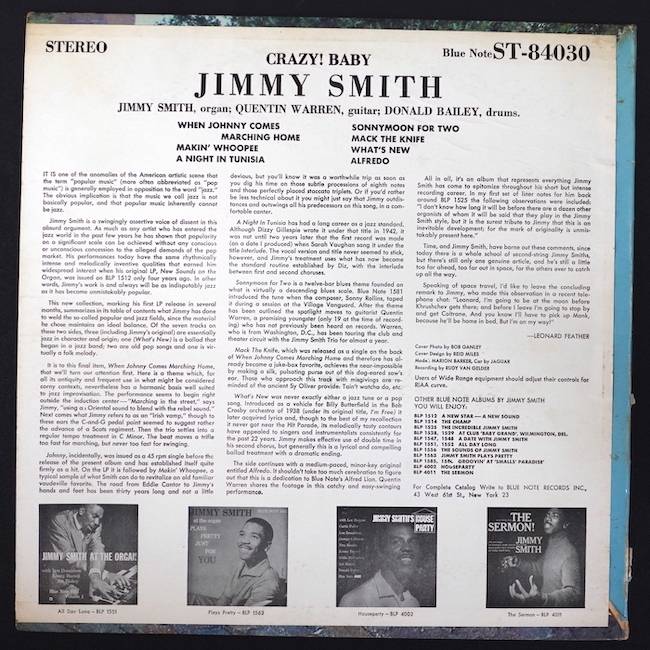 【決算セール！】Jimmy Smith Crazy Baby DG 耳 RVG ORIG BST84030 ジャズ_画像2