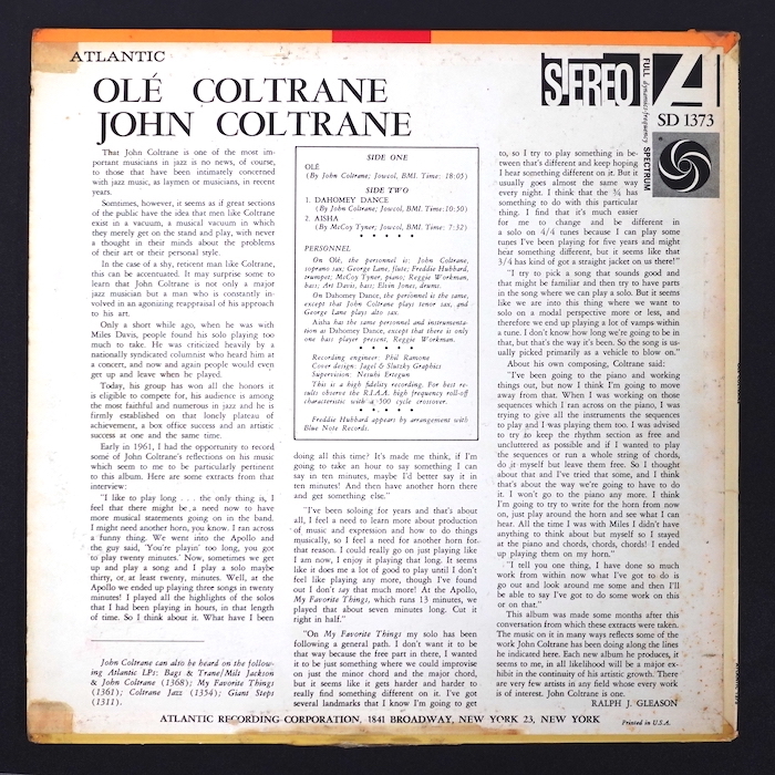 【決算セール！】John Coltrane Ole Coltrane US盤 緑 黒ファン 2nd SD1373 ジャズ_画像2