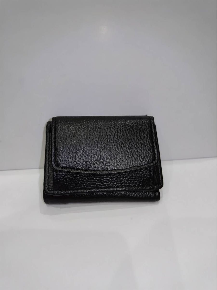 折りたたみ財布 ウォレット 財布 三つ折財布 コンパクト 黒 ブラック  薄型  財布 小銭入れ ミニ財布