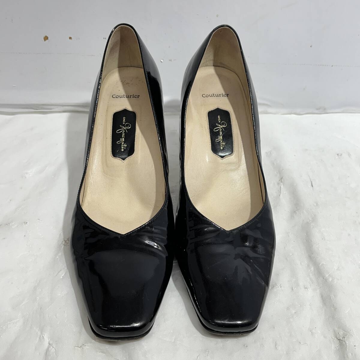 (. tree )GINZA Kanematsu/ Ginza Kanematsu Couturier/kchulie heel pumps leather shoes leather R M 24cm 1/2 C black black business (o)