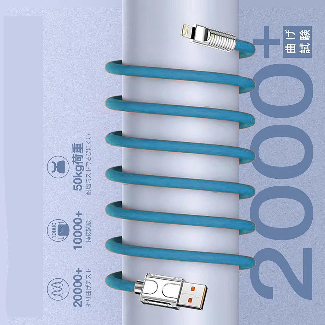 カッコイ 亜鉛合金 TypeC 充電ケーブル 純正品質 2.4A480mb/s Blue_画像8