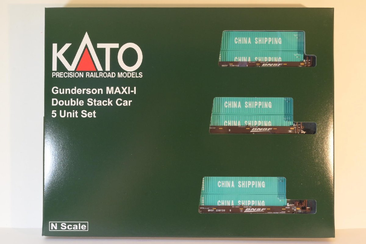 亜鉄社★新品★ホビセンKATO 品番106-6211、Gunderson MAXI-I Double Stack Car BNSF Swoosh Logo #239156 連接コンテナ貨車5輌