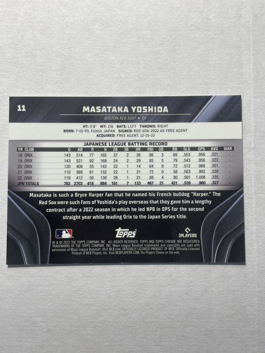 99枚限定 吉田正尚 2023 Topps Chrome Black GREEN WAVE Rookie Card Masataka Yoshida Red Sox ルーキー MLBカード_画像3