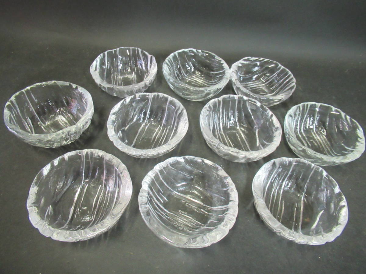 【広吉堂】料理屋 ガラス皿 ガラス 小皿 小鉢 レトロ 美品 10枚Bの画像1