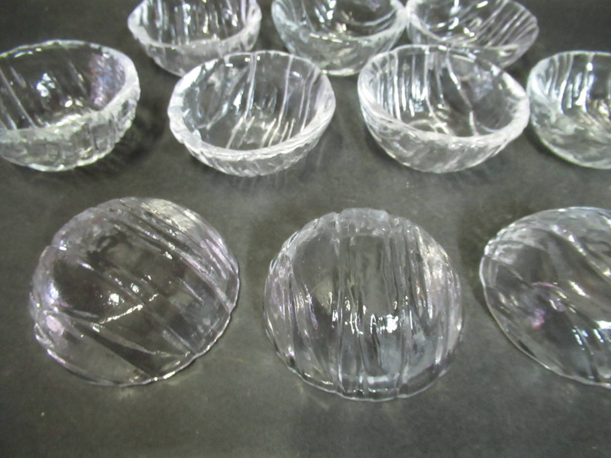 【広吉堂】料理屋　ガラス皿　ガラス　小皿　小鉢　レトロ　美品　10枚E_画像9