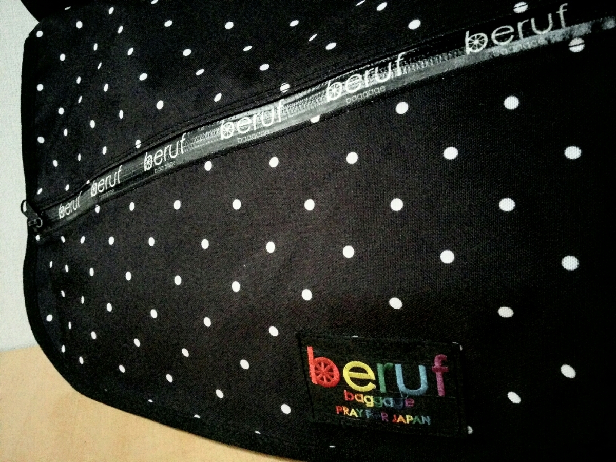 beruf baggage dot pattern messenger bag cordura made in Japan black light weight . roof shoulder 