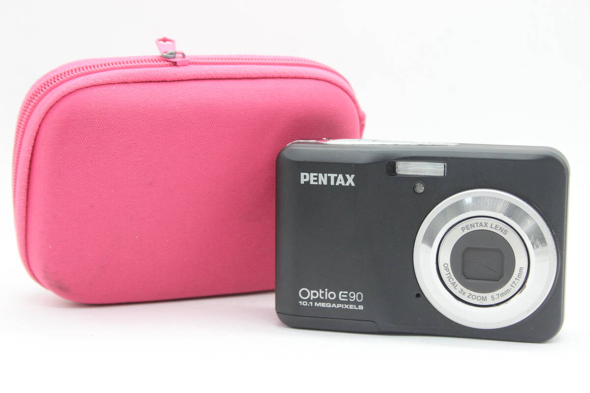 【返品保証】 【便利な単三電池で使用可】ペンタックス Pentax Optio E90 ブラック 3x ケース付き コンパクトデジタルカメラ s7542_画像1