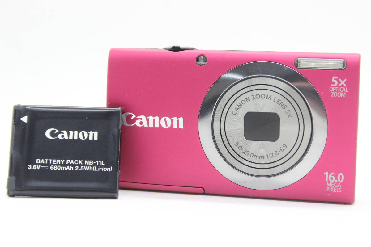 【美品 返品保証】 キャノン Canon PowerShot A2300 ピンク 5x バッテリー付き コンパクトデジタルカメラ s7558