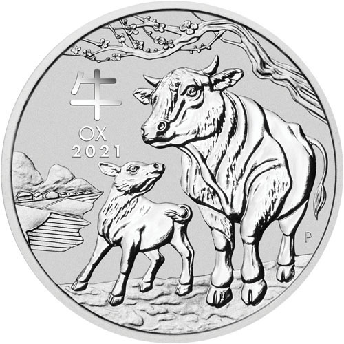 [保証書・カプセル付き] 2021年 (新品) オーストラリア「干支 十二支・丑年 牛年」PERTH製 純銀 1オンス 銀貨の画像1