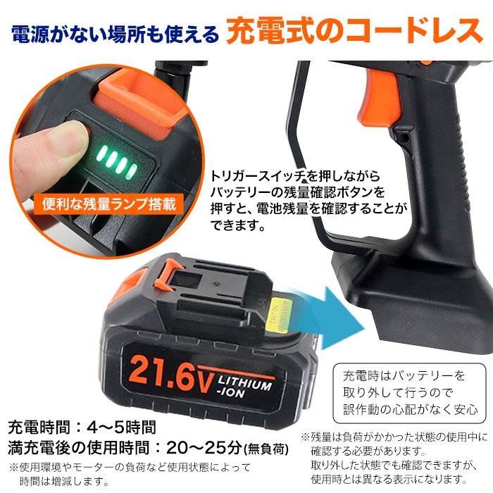 訳ありB級品◆高圧洗浄機 コードレス洗浄機 充電式 洗車機 ポータブル コンパクト ハイパワー コードレス高圧洗浄機 ###訳小アラタツラ###_画像1