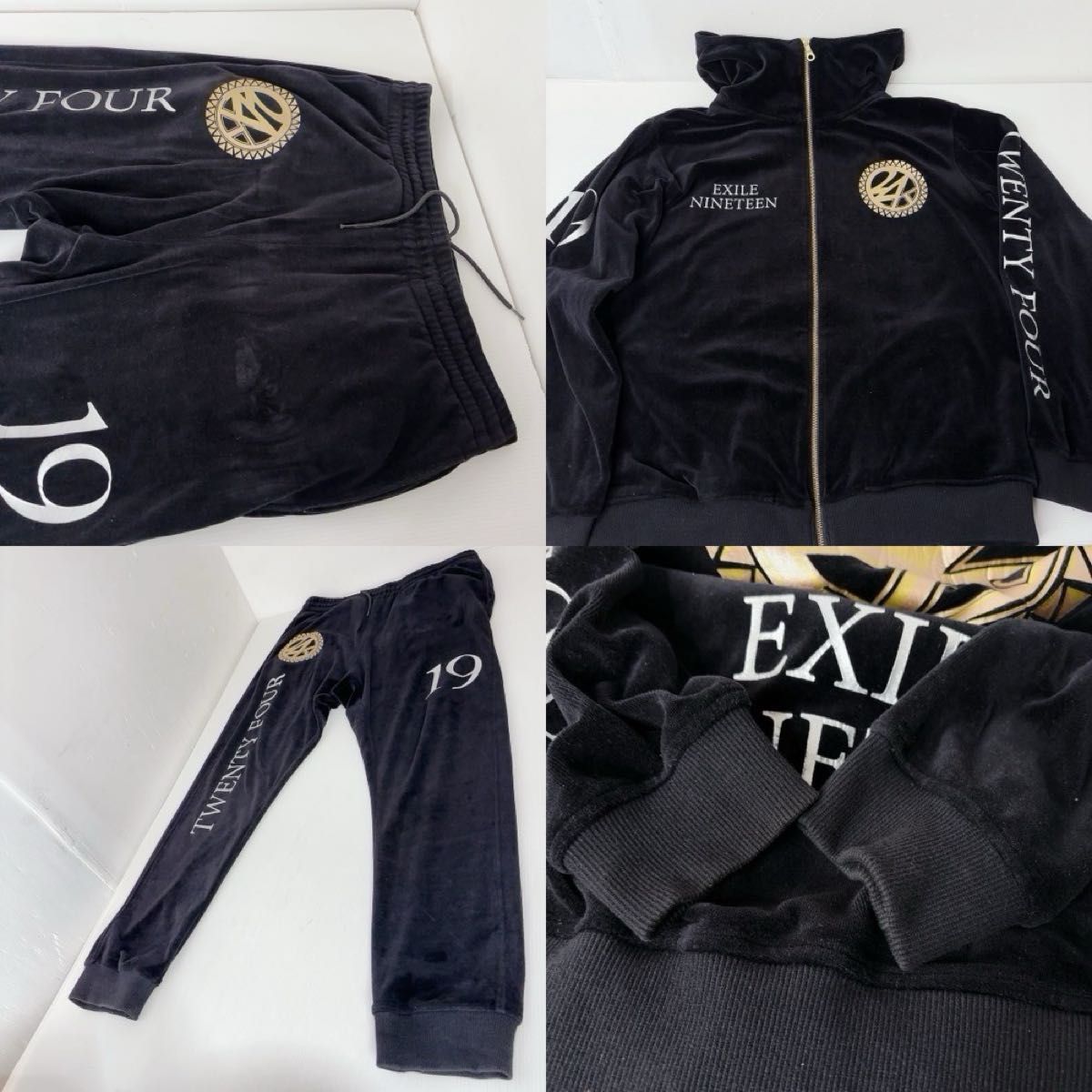 美品 希少XL 24karats EXILE ベロアジャージ セットアップ 黒金 美品 希少XL 24karats EXILE ベロアジャージ セットアップ 黒金