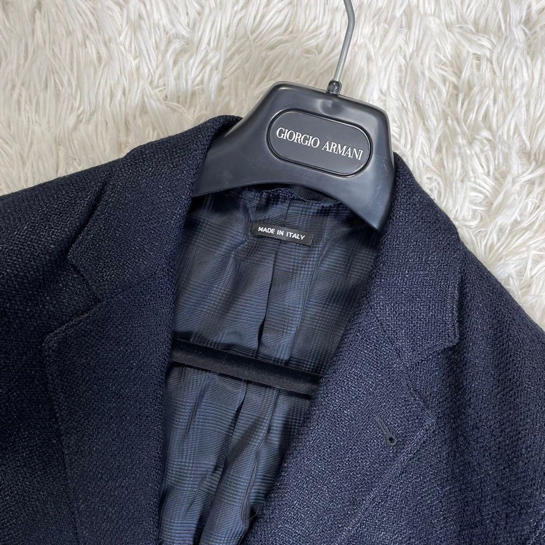 極美品◆希少2XL◆最高級品 ジョルジオアルマーニ GIORGIO ARMANI テーラードジャケット upton ビジネス メンズ 52 ネイビー 紺 ブレザー_画像4