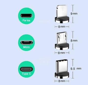 クーポン利用　MicroUSB端子 パープル１m 充電 ケーブル　540度回転 USBケーブル マグネット式 磁気 磁石 防塵