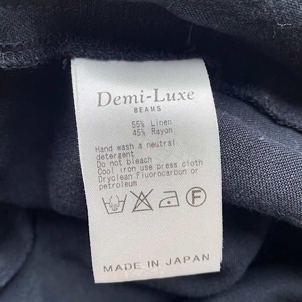 Demi-Luxe BEAMS ビームス　ワイドパンツ　クロップドパンツ　麻　リネン　ネイビー　38 123