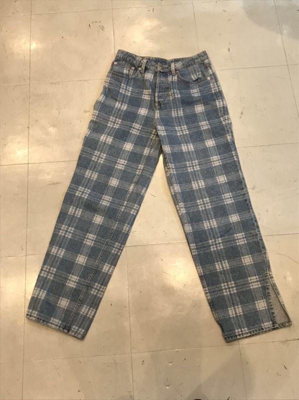 tmg19dividco H＆M ジーンズ デニムパンツ パンツ デニム チェック ブーツカット_画像1