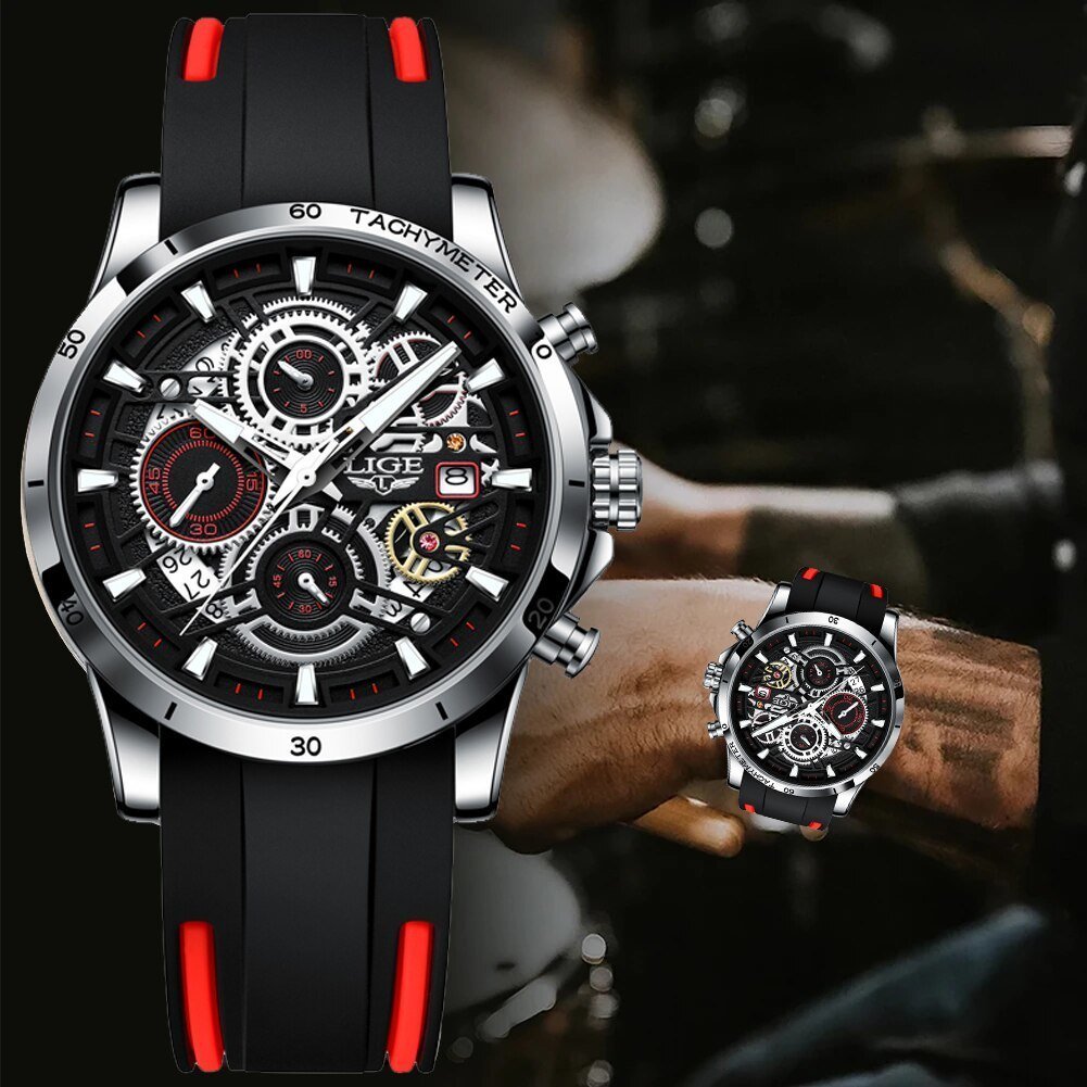 メンズ 腕時計 中空 クロノグラフ スポーツ 防水 ウォッチ ファッション ビジネス 時計 シリコンバンド BQ354_画像5
