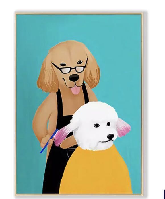 LDL650# C567 犬マスターとマルチーズ　キャンバスアートポスター　50×70cm インテリア　ポップアート　雑貨　枠なし_画像1