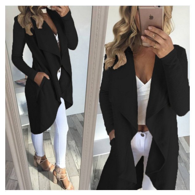 Long Sleeve long cardigan M gray LAP coat jacket tops casual outer Autumn Winter Autumn New Productchqa318
