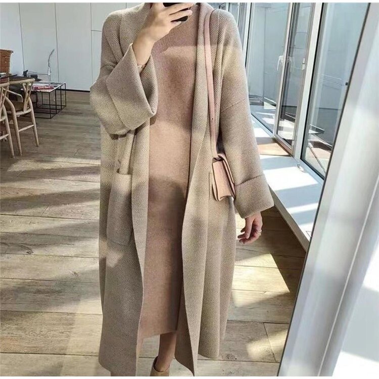  knitted woman autumn new item easy long height knees sweater over girl hsp058