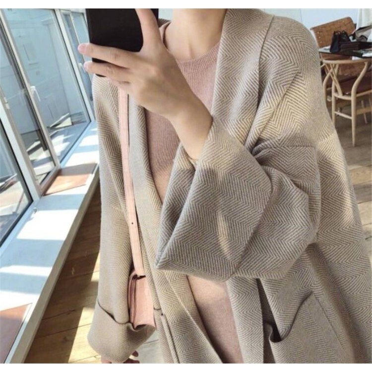  knitted woman autumn new item easy long height knees sweater over girl hsp058