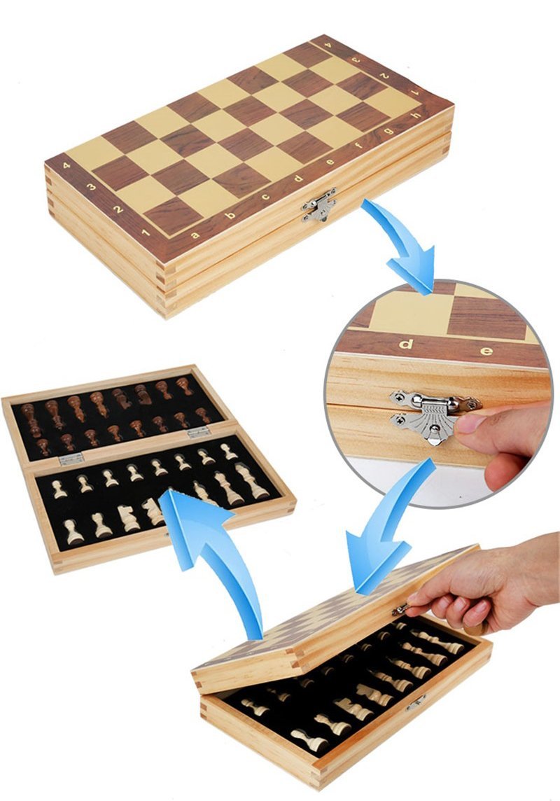 チェス 木製 チェッカーボード 折りたたみチェスボード ハイエンド パズルチェスゲーム 24cm x 24cm BQ301_画像6