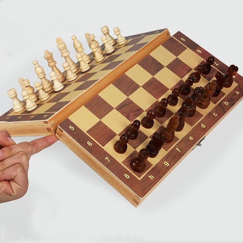 チェス 木製 チェッカーボード 折りたたみチェスボード ハイエンド パズルチェスゲーム 24cm x 24cm BQ301_画像2
