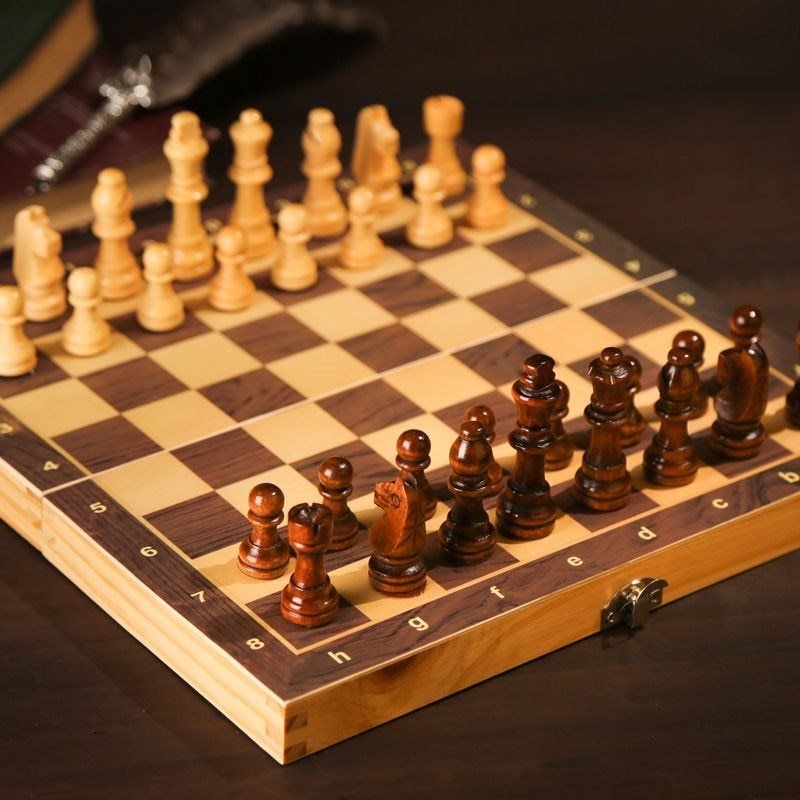 チェス 木製 チェッカーボード 折りたたみチェスボード ハイエンド パズルチェスゲーム 24cm x 24cm BQ301_画像3
